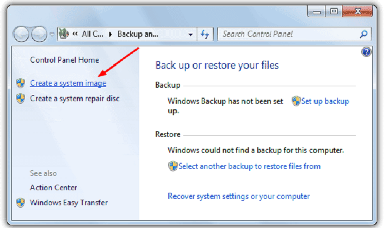 Restore files from a backup