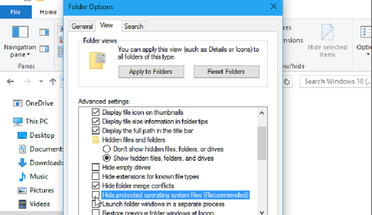 Show hidden files folders and drives