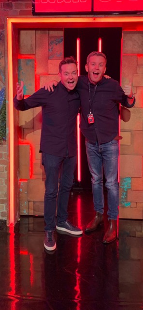 Tim Dean with Stephen Mulhern on the Britain's Got More Talent set