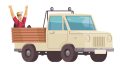 Traveling man inside truck