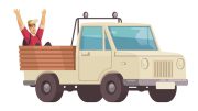 Traveling man inside truck